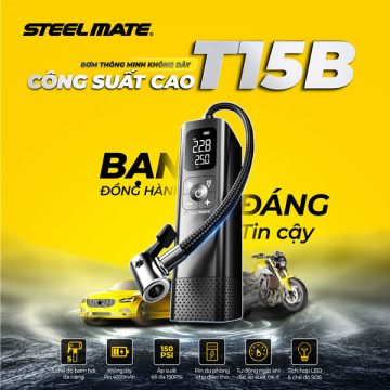 Bơm lốp ô tô mini thông minh không dây công suất cao T15B